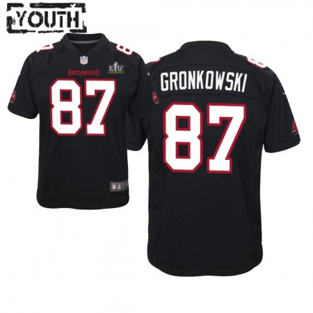 Maillot Enfant Tampa Bay Buccaneers Rob Gronkowski 87 Nike Noir 2021 Super Bowl LV